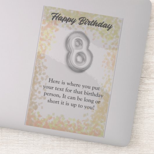 Gelukkige verjaardag van de 8-jarige sticker (Detail)