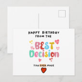 Gelukkige verjaardag van de beste beslissing die j briefkaart (Voorkant / Achterkant)