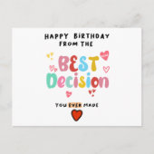 Gelukkige verjaardag van de beste beslissing die j briefkaart (Voorkant)