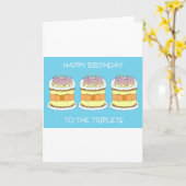 Gelukkige verjaardag van de drieling kaart (Gele Bloem)