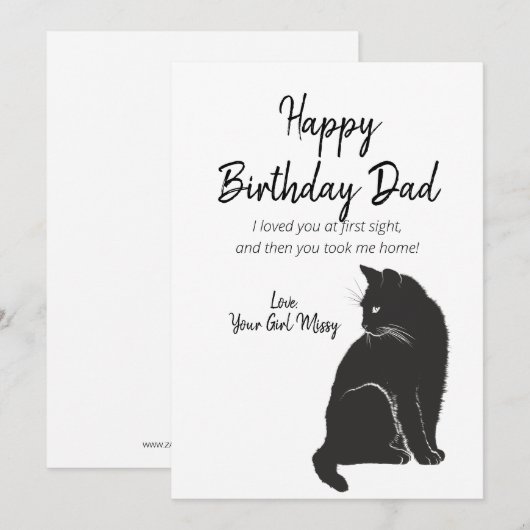 Gelukkige verjaardag van de kattengroet feestdagenkaart (Voorkant / Achterkant)