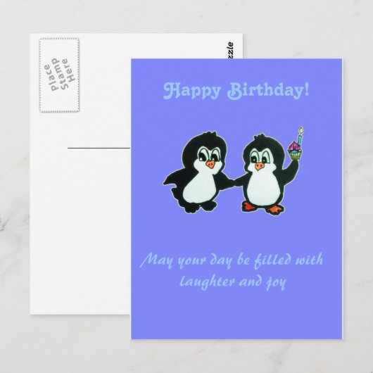 Gelukkige Verjaardag van de Pinguïnen Briefkaart (Voorkant / Achterkant)