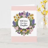 Gelukkige verjaardag van dochter Floral Wreath Kaart (Gele Bloem)