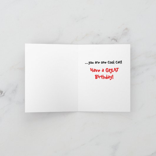 Gelukkige verjaardag van een coole kat kaart (Binnen)