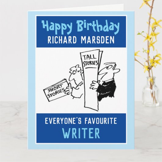 Gelukkige verjaardag van een schrijver kaart (Gele Bloem)