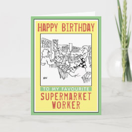 Gelukkige verjaardag van een supermarktmedewerker. kaart