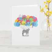 Gelukkige verjaardag van een Zebra met ballonnen Kaart (Gele Bloem)