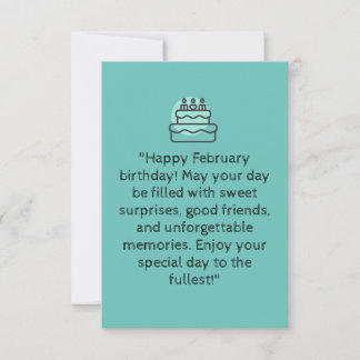 Gelukkige verjaardag van februari! | blauw wenskaa kaart