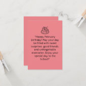 "Gelukkige verjaardag van februari! | Roze wenskaa Kaart (Voorkant / Achterkant in situ)
