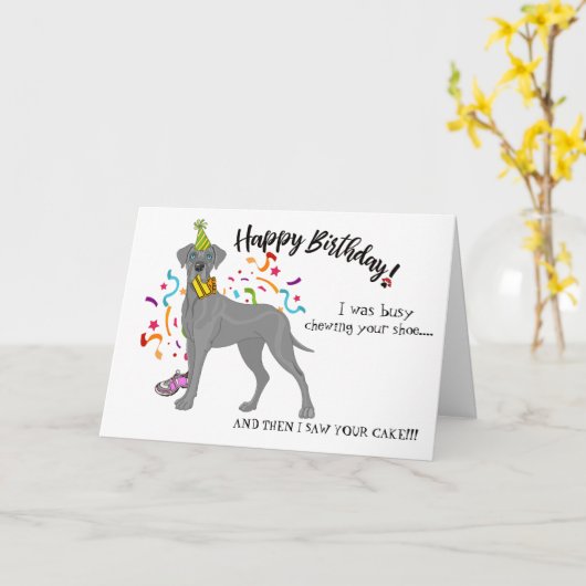 Gelukkige Verjaardag van Great Dane Dog Buddy Pink Kaart (Gele Bloem)