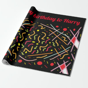 Gelukkige verjaardag van Harry rood zwart kunst on Cadeaupapier
