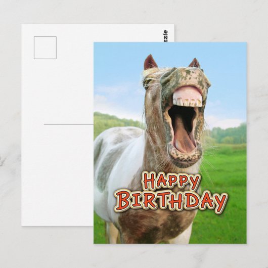 Gelukkige Verjaardag van het gelukkige paard Briefkaart (Voorkant / Achterkant)