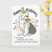 Gelukkige verjaardag van je oude Engelse schaapsho Kaart (Gele Bloem)