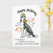 Gelukkige verjaardag van je Siberische Husky Buddy Kaart (Gele Bloem)