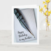 Gelukkige verjaardag van mijn Broeder Blue Jay Fea Kaart (Gele Bloem)