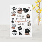 Gelukkige verjaardag van mijn favoriete heks kaart (Gele Bloem)