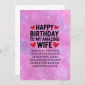 Gelukkige verjaardag van mijn geweldige vrouw kaar (Voorkant / Achterkant)