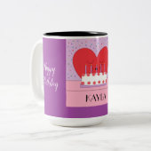 Gelukkige verjaardag, van mijn hart tot jullie: tweekleurige koffiemok (Voorkant links)