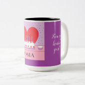 Gelukkige verjaardag, van mijn hart tot jullie: tweekleurige koffiemok (Voorkant rechts)