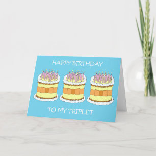 Gelukkige verjaardag van mijn triplet kaart