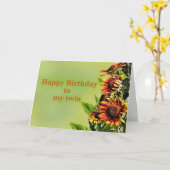 Gelukkige verjaardag van mijn tweeling, met zonneb kaart (Gele Bloem)