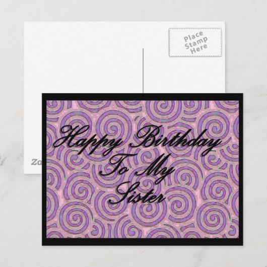 Gelukkige verjaardag van mijn zus briefkaart (Voorkant / Achterkant)