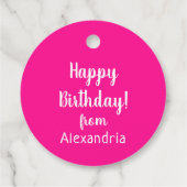 Gelukkige Verjaardag van Naam Heet Roze Verjaardag Bedankjes Labels (Achterkant)