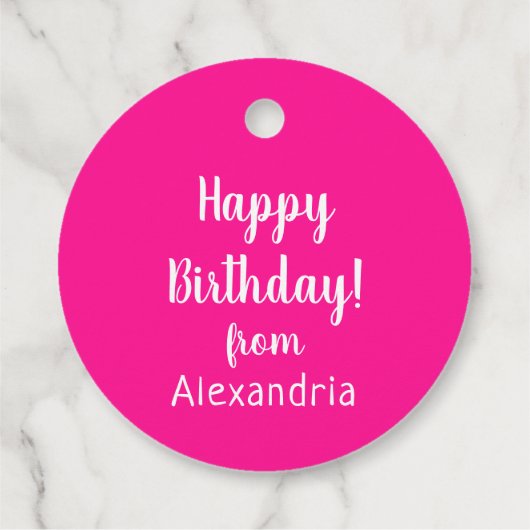 Gelukkige Verjaardag van Naam Heet Roze Verjaardag Bedankjes Labels (Achterkant)