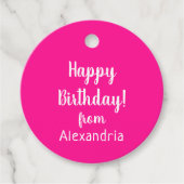 Gelukkige Verjaardag van Naam Heet Roze Verjaardag Bedankjes Labels (Voorkant)