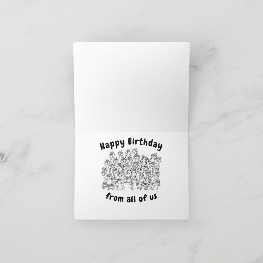 Gelukkige verjaardag van ons allemaal bedankkaart (Binnen)