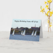 GELUKKIGE VERJAARDAG VAN ONS ALLEMAAL ZEILBOOT STI KAART (Gele Bloem)