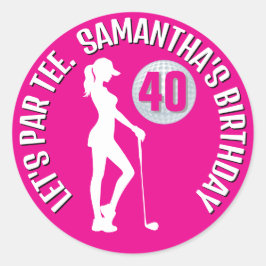 Gelukkige verjaardag van onze favoriete dame golfe ronde sticker