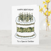 Gelukkige verjaardag van Soldier Cake and Candles Kaart (Gele Bloem)