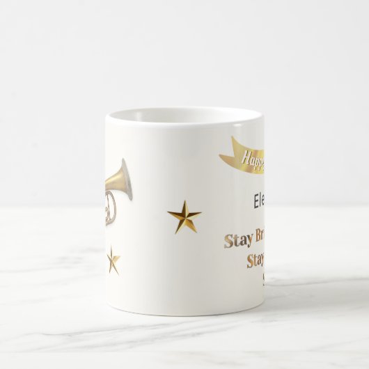 Gelukkige verjaardag van trompettist koffiemok (Center)