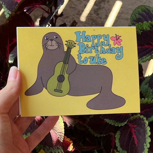 Gelukkige verjaardag van Uke Hawaiian Monk Seal Uk Kaart