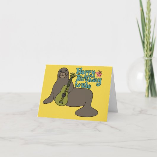 Gelukkige verjaardag van Uke Hawaiian Monk Seal Uk Kaart (Voorkant)