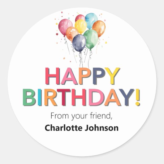 Gelukkige Verjaardag van uw Vriend Stickers gunste (Voorkant)