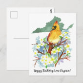 Gelukkige verjaardag van Virginia Kardinaal Dogwoo Briefkaart (Voorkant / Achterkant)