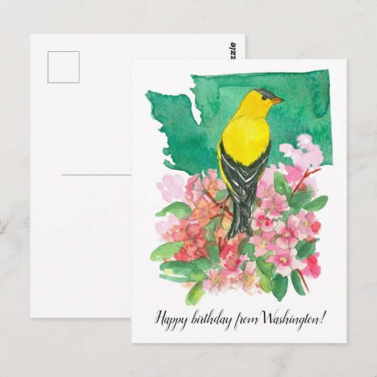 Gelukkige Verjaardag van Washington Goldfinch Flow Briefkaart (Voorkant / Achterkant)
