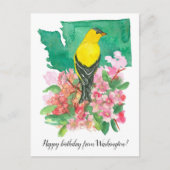 Gelukkige Verjaardag van Washington Goldfinch Flow Briefkaart (Voorkant)