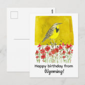 Gelukkige verjaardag van Wyoming Meadowlark Flower Briefkaart (Voorkant / Achterkant)