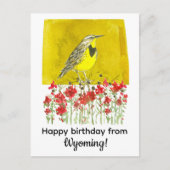 Gelukkige verjaardag van Wyoming Meadowlark Flower Briefkaart (Voorkant)