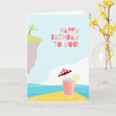 Gelukkige verjaardag vanaf een tropisch strand kaart (Gele Bloem)