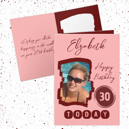 Gelukkige verjaardag vandaag 30 jaar voeg foto Bou Kaart