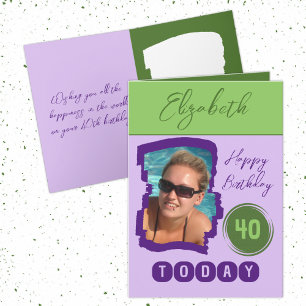 Gelukkige verjaardag vandaag 40 jaar voeg foto paa kaart