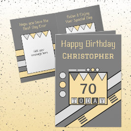 Gelukkige verjaardag vandaag 70 voeg naam grijs ge kaart