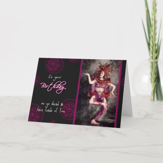 Gelukkige verjaardag, veel plezier,  danser kaart (Voorkant)