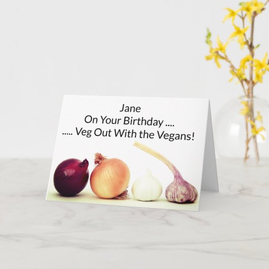 Gelukkige Verjaardag Veganistische Groenten Kaart (Gele Bloem)
