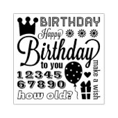 Gelukkige Verjaardag Vele Manieren Rubberkunstzege Rubberstempel (Afrduk)