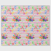 Gelukkige Verjaardag Verpakkende Document Streep Cadeaupapier (Vlak)